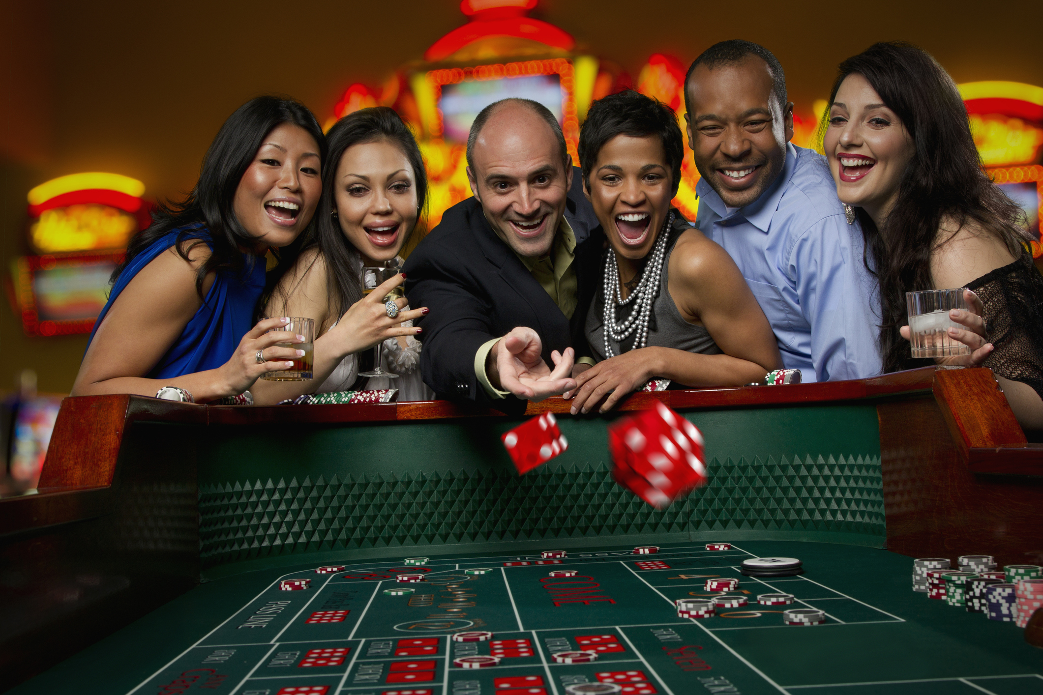 gambling at craps table in casino
